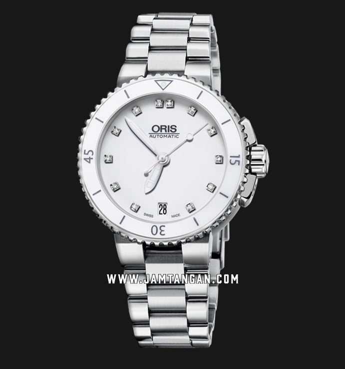 Oris Aquis Date Diamonds 01-733-7652-4191-07-8-18-01P White Dial Stainless Steel Strap